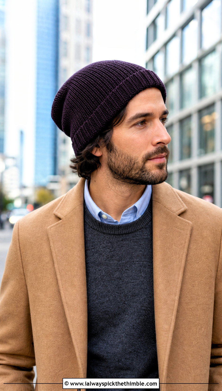 Faux Knit Crochet Slouchy Beanie With Business Casual Outfit - 25 Crochet Slouchy Hat Mens Slouch Beanie outfit ideas