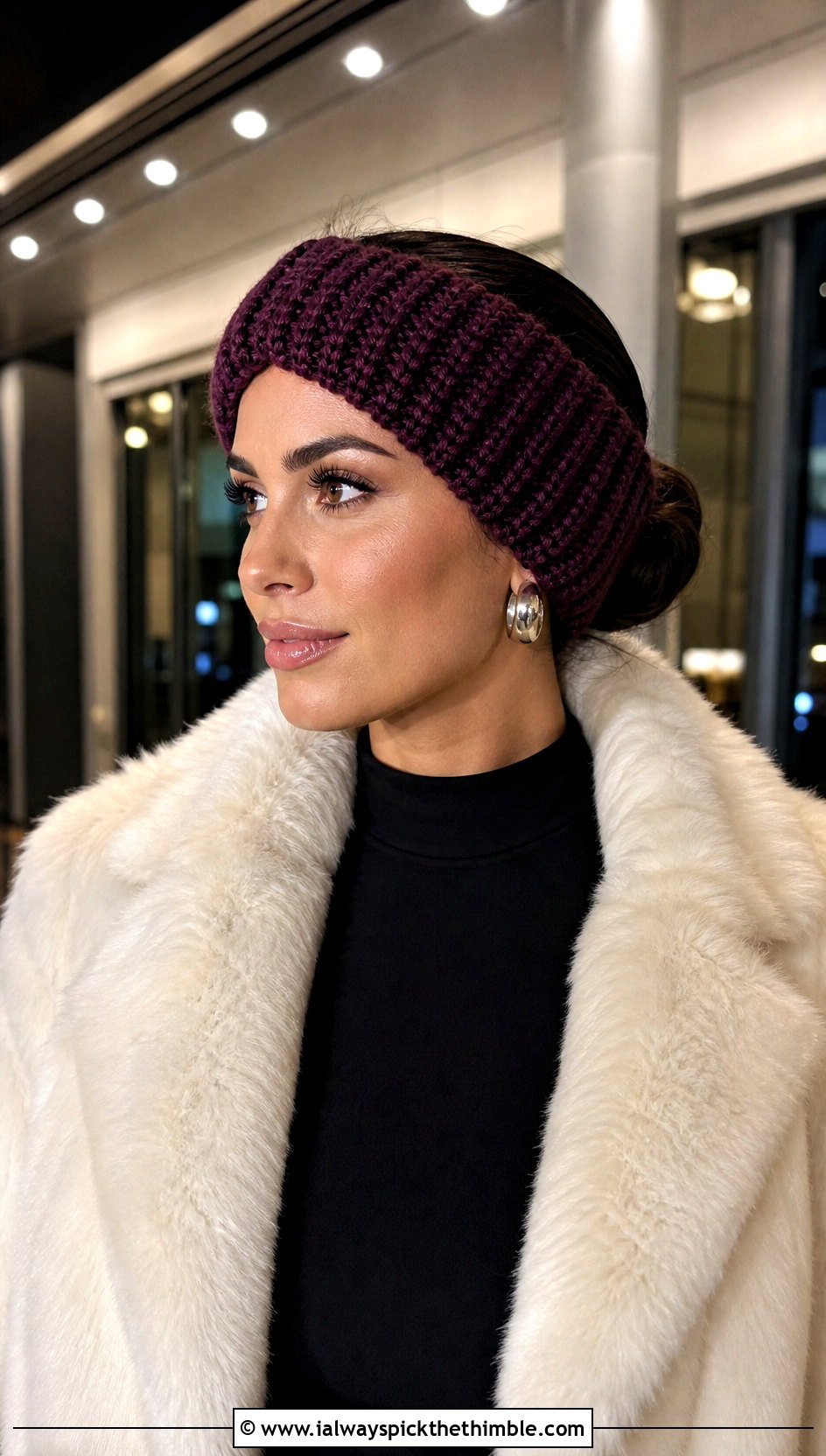 Faux Knit Ribbed Bulky Yarn Crochet Ear Warmer With Faux Fur Coat - 20 Bulky Yarn Crochet Ear Warmer outfit ideas