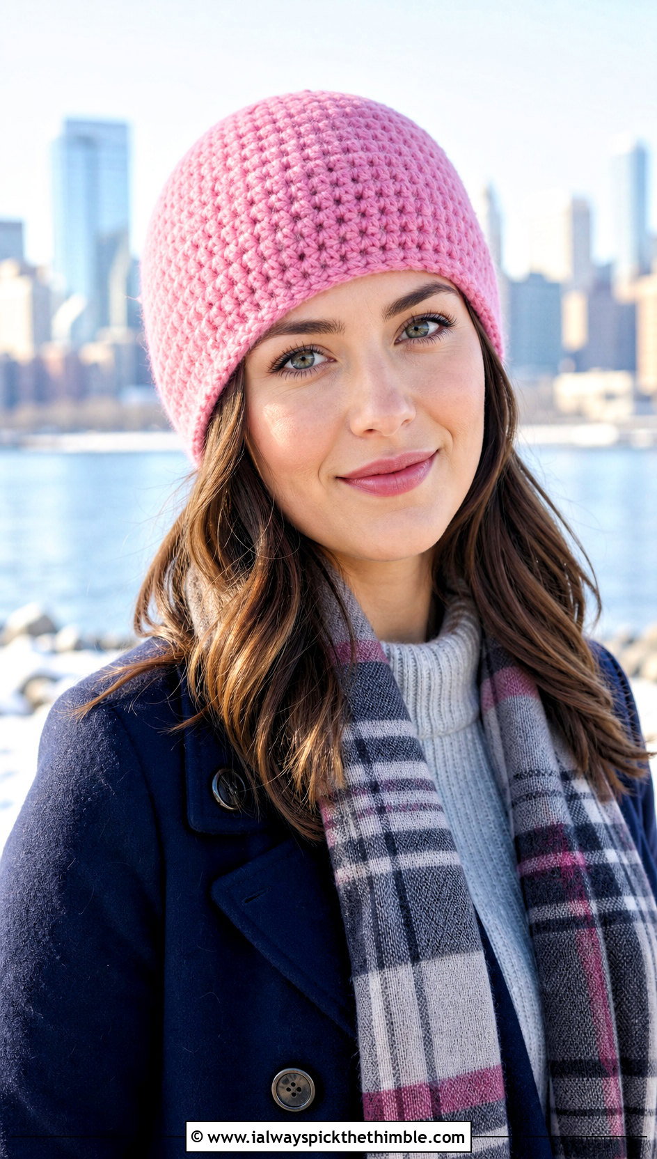 Faux Knit Size 4 Yarn Crochet Beanie With Peacoat - 20 Crochet Beanie Size 4 Yarn outfit ideas