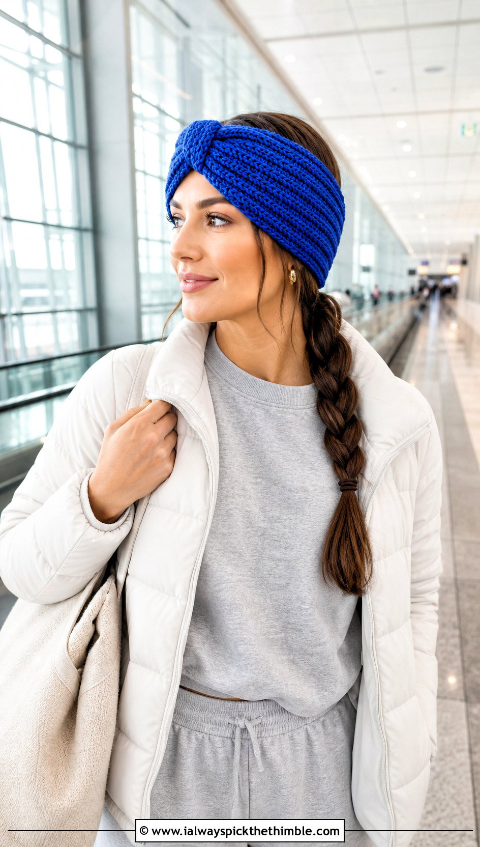 Faux Knot Crochet Ear Warmer With Airport Outfit - 25 crochet ear warmer outfit ideas