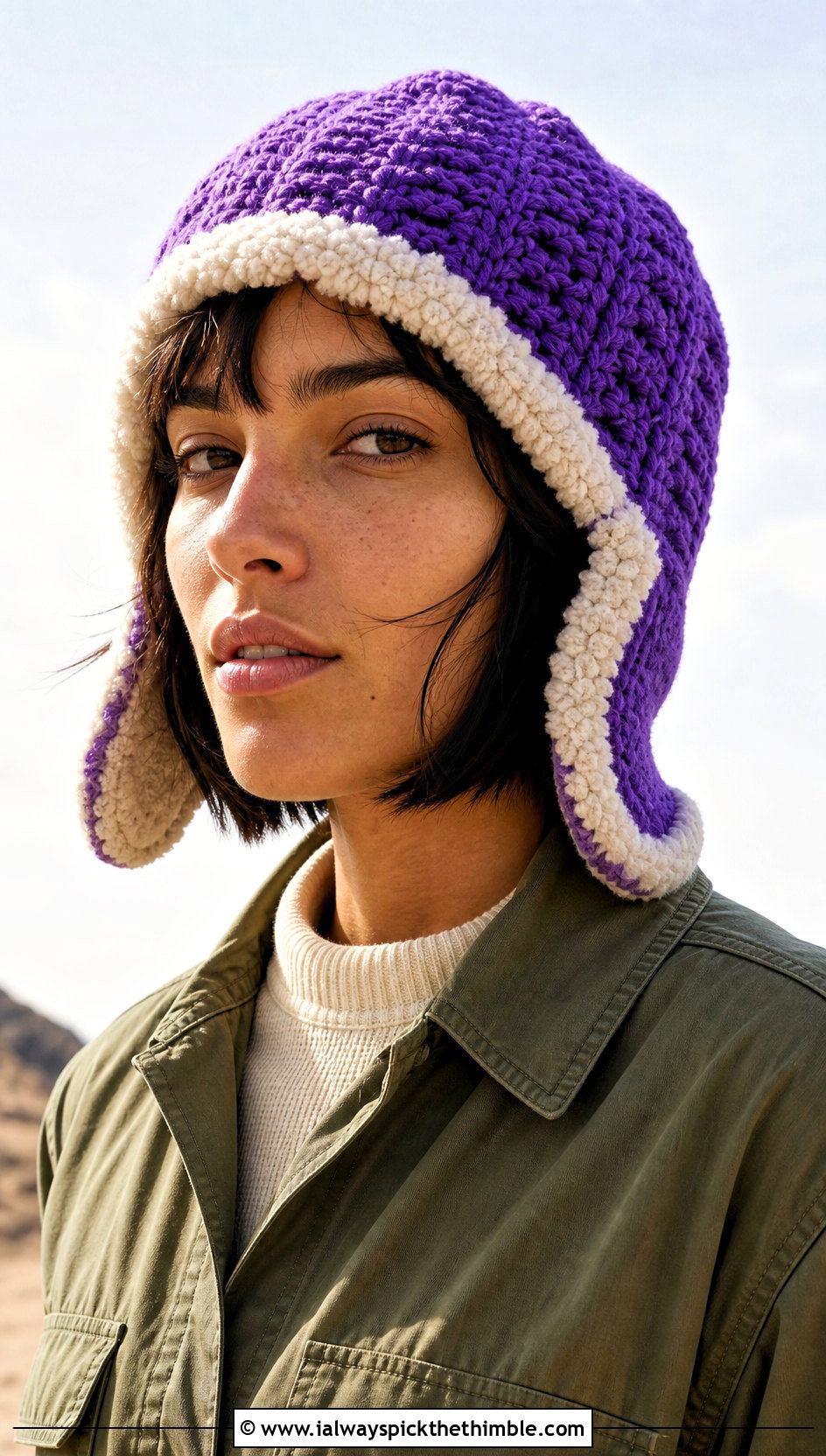 Faux Shearling Crochet Aviator Hat With Utility Jumpsuit - 20 crochet aviator hat outfit ideas