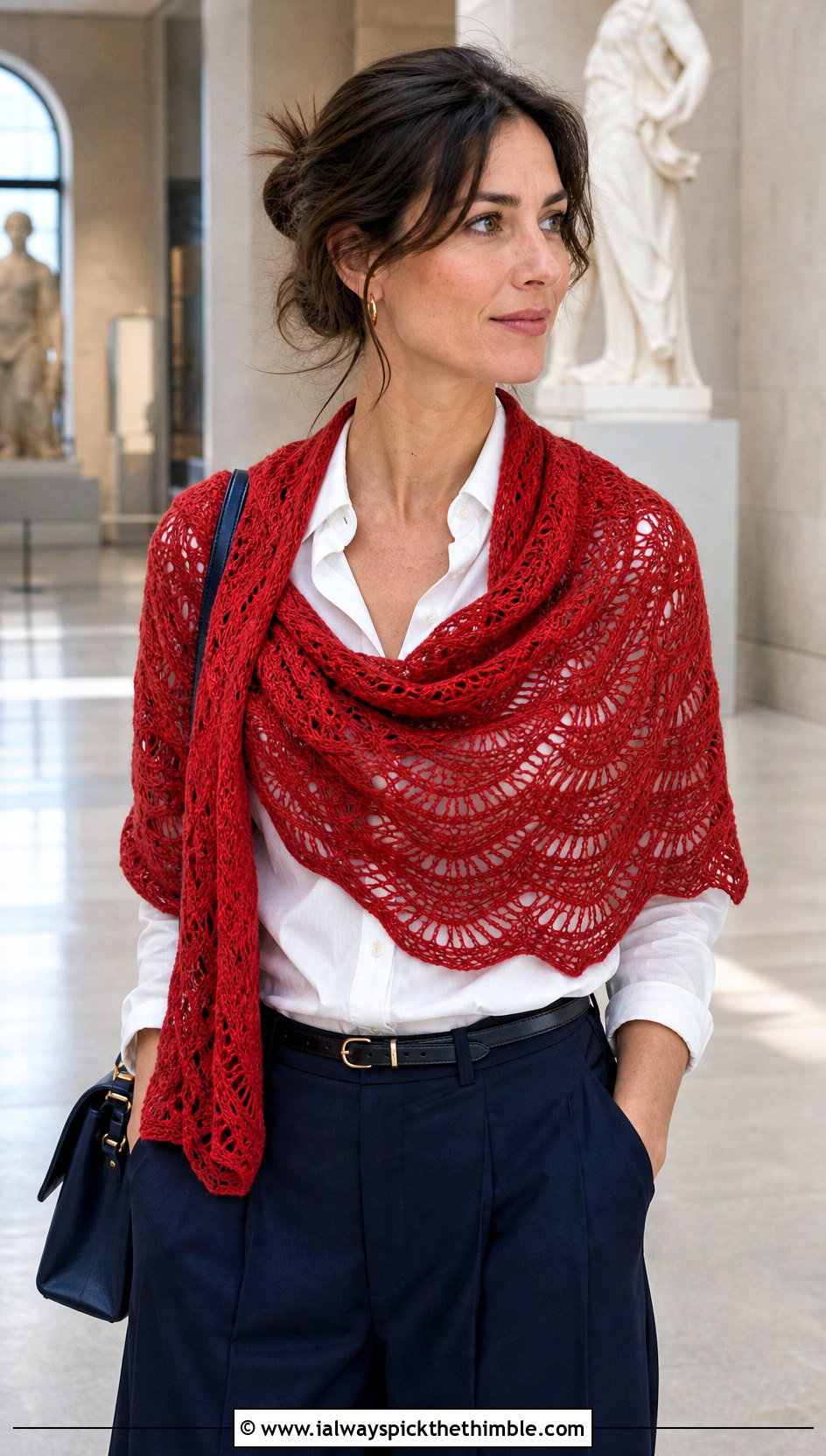 Feather And Fan Stitch Shawl With White Shirt - 20 Crochet Fan Stitch Shawl outfit ideas