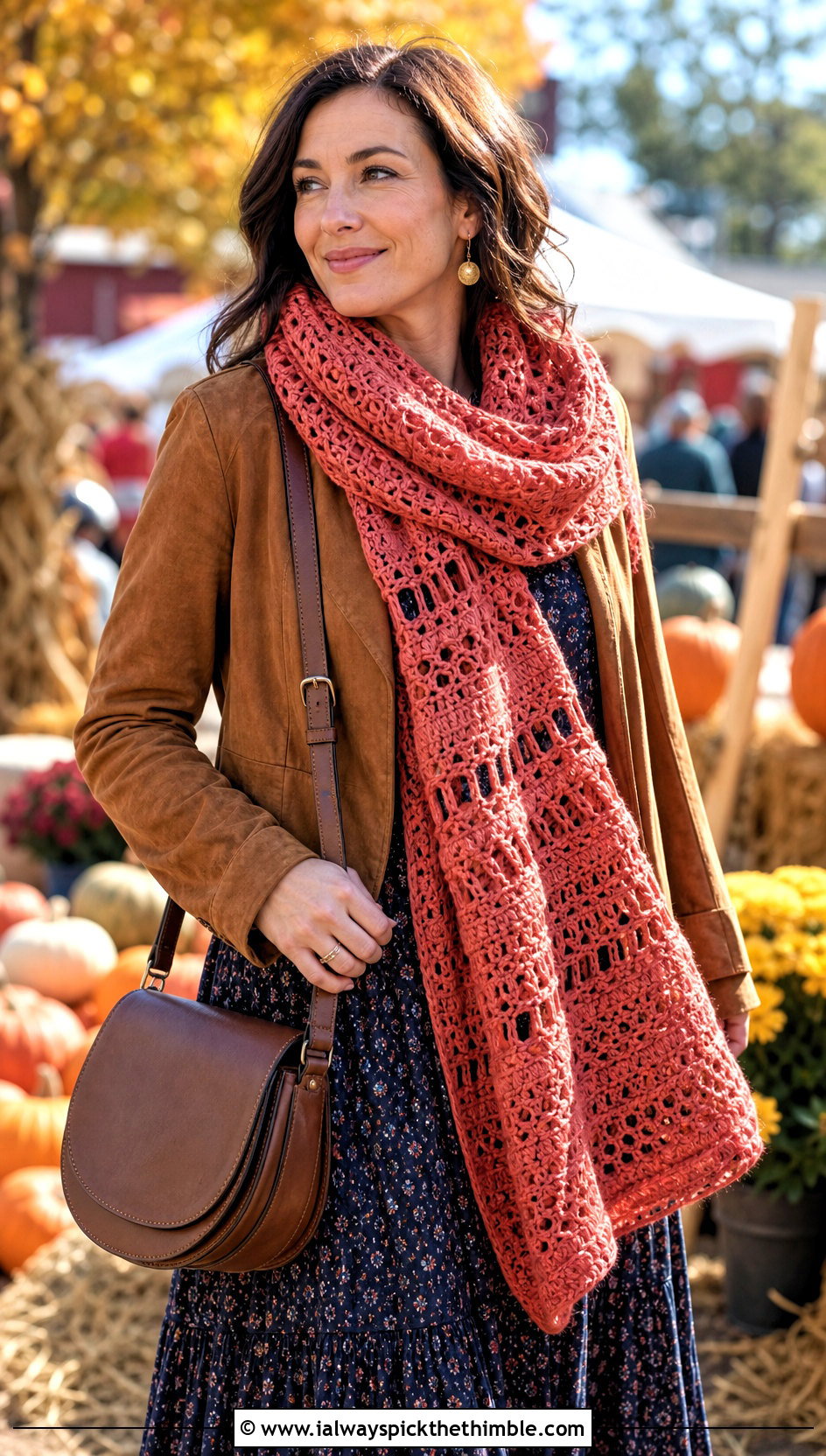 Feather Stitch Sampler Scarf With Boho Maxi Dress - 20 Crochet Stitch Sampler Scarf outfit ideas