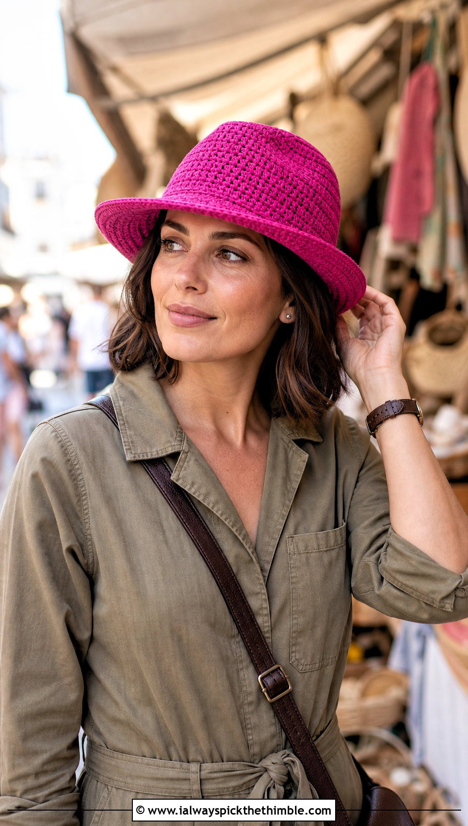 Fedora Crochet Sun Hat With Utility Jumpsuit - 20 Easy Crochet Sun Hat outfit ideas