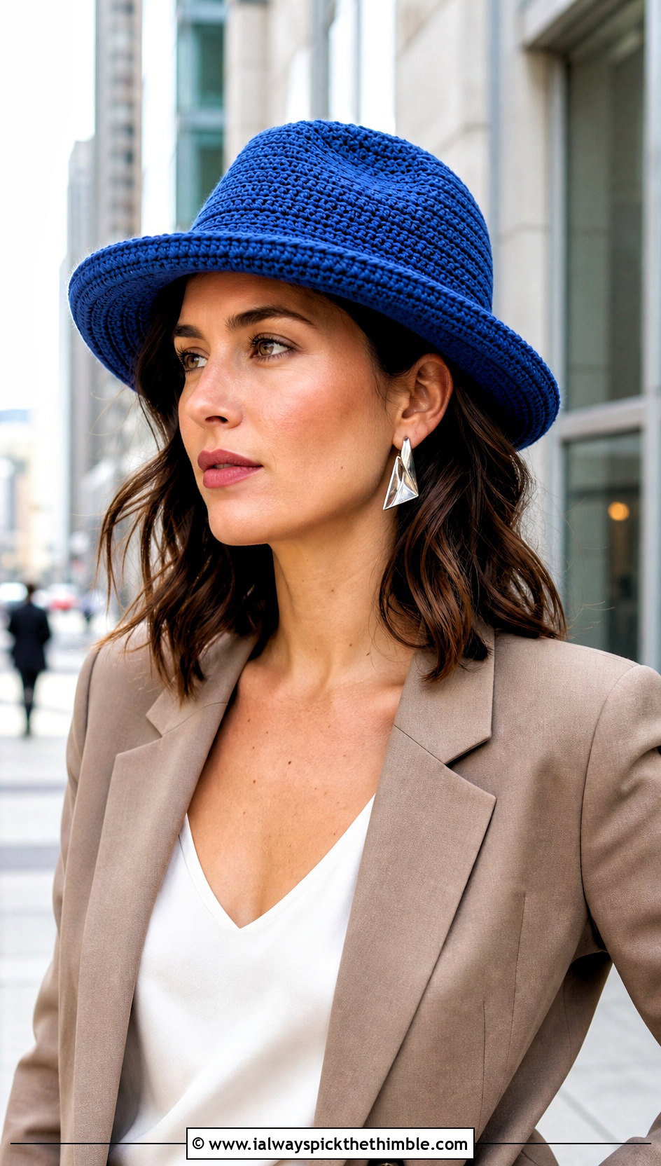 Fedora Magic Circle Crochet Hat With Trouser Suit - 20 Magic Circle Crochet Hat outfit ideas