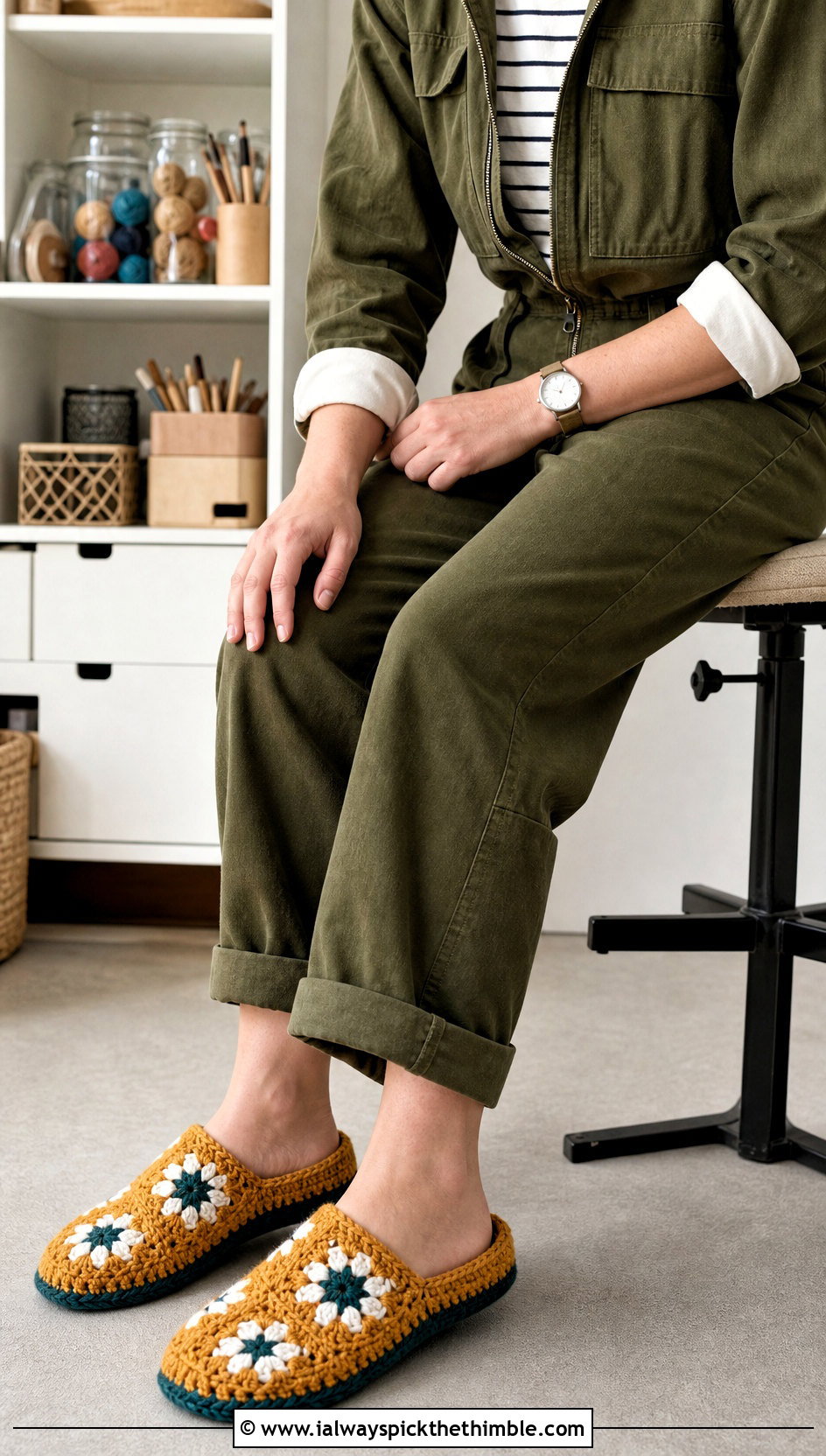 Felt Sole Granny Square Slippers With A Utility Jumpsuit - 25 granny square slippers outfit ideas
