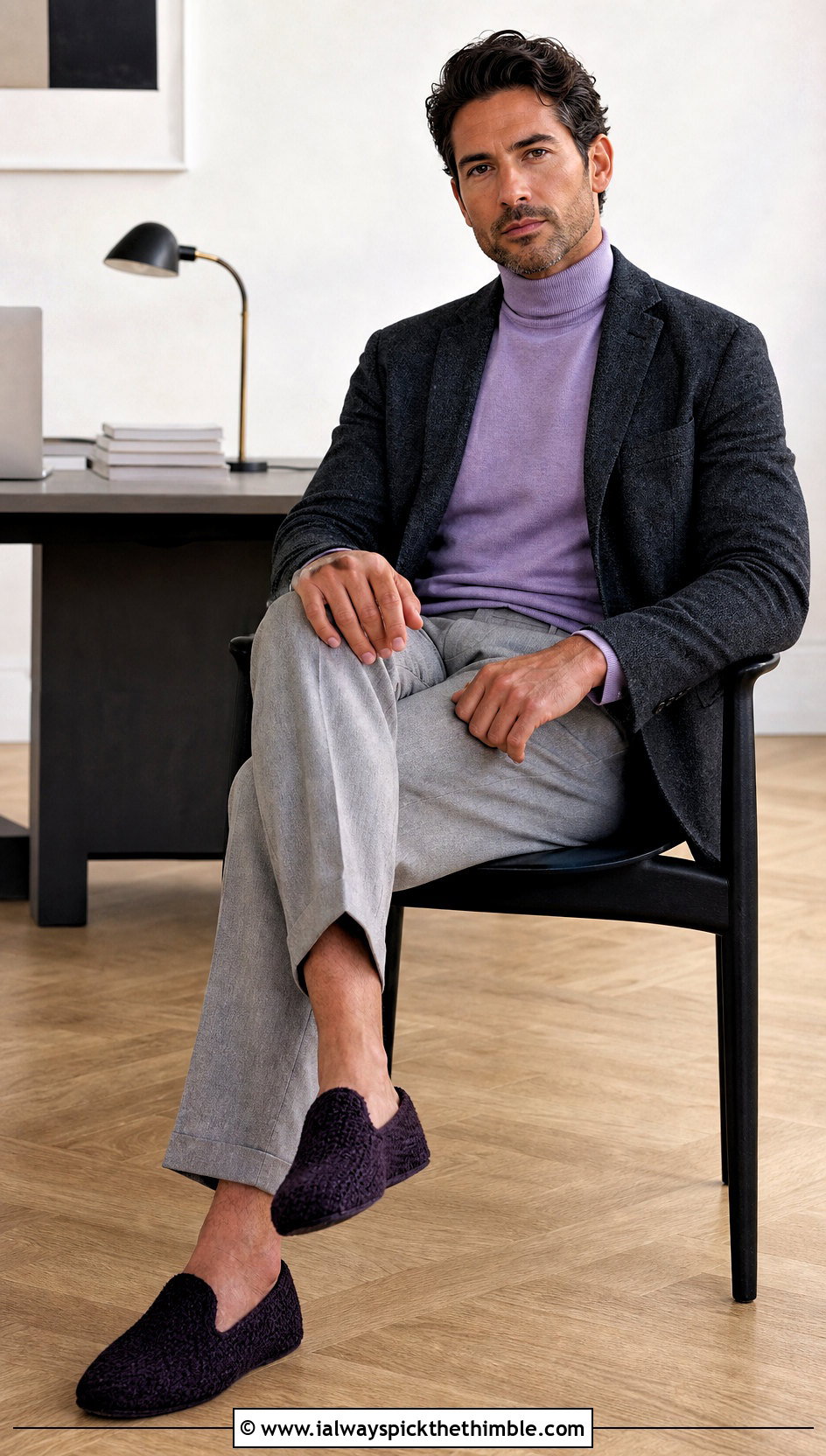 Felted Crochet Slippers With Turtleneck And Pleated Pants - 20 easy mens crochet slippers outfit ideas