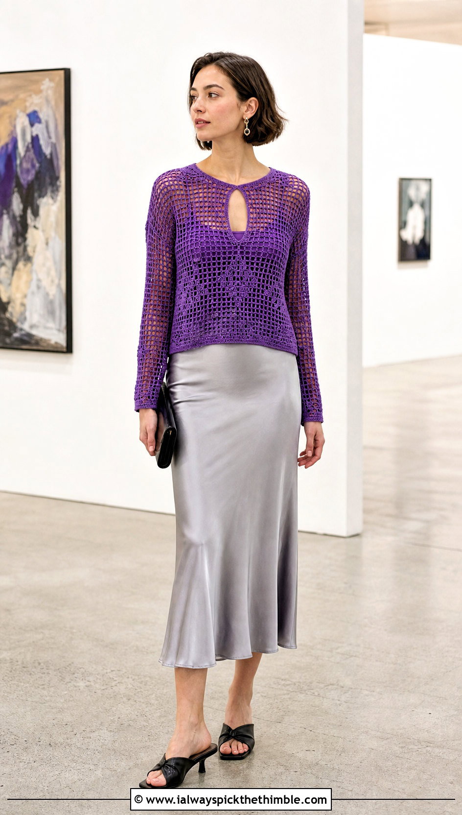Filet Crochet Keyhole Top With Slip Skirt - 20 crochet keyhole top outfit ideas