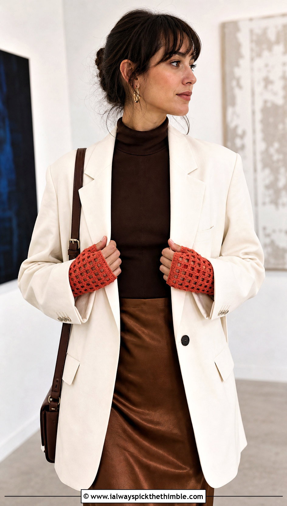 Filet Crochet Lace Hand Warmers With Satin Slip Skirt - 20 Crochet Lace Hand Warmers outfit ideas