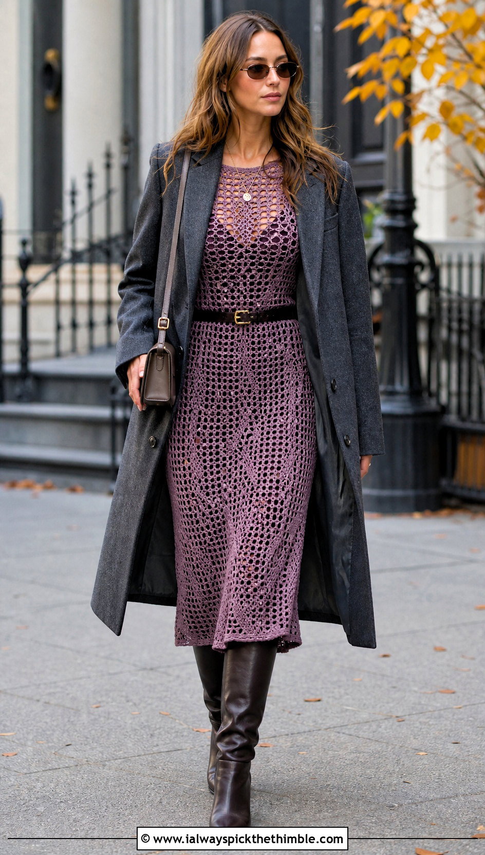 Filet Crochet Midi Dress With Knee High Boots - 20 vintage crochet clothes and outfit ideas