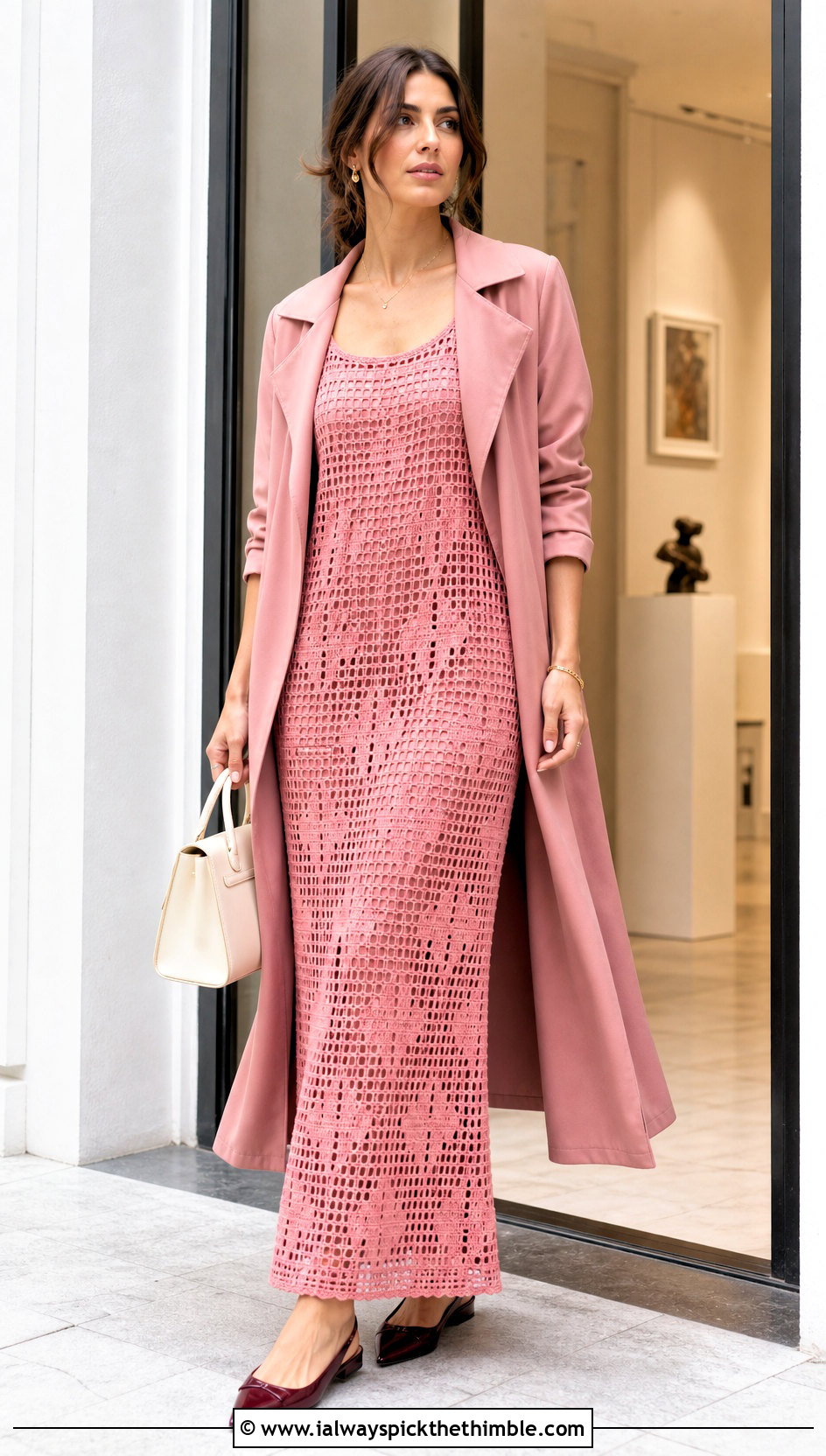 Filet Crochet Nightgown With Monochrome Layers - 25 crochet nightgown outfit ideas
