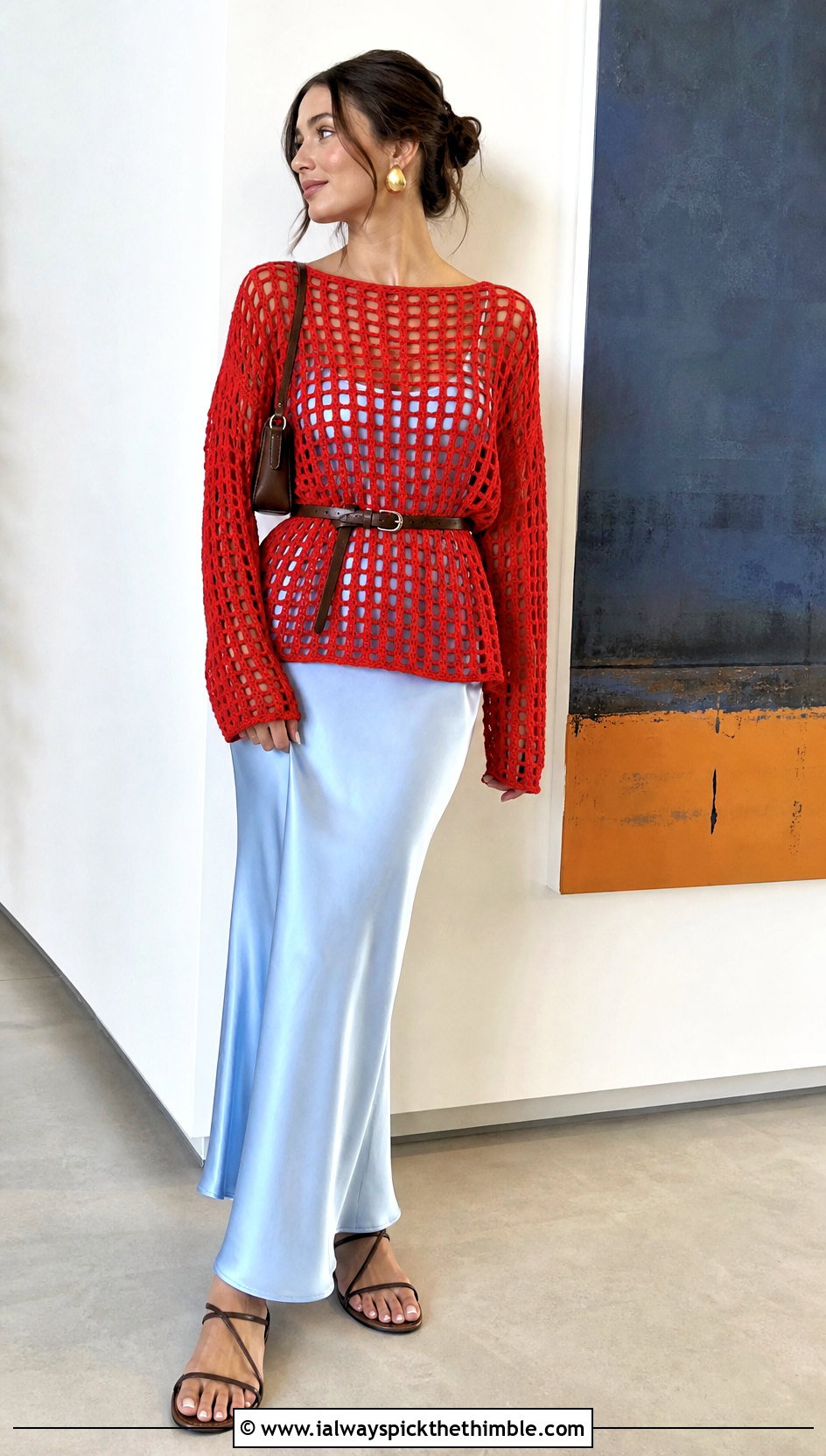 Filet Crochet Pullover With Slip Dress - 25 crochet pullover outfit ideas