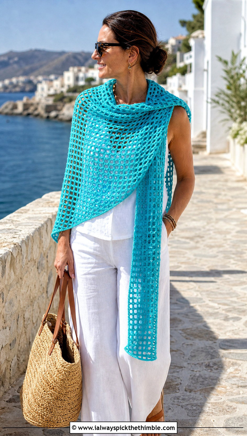 Filet Crochet Scarf With Linen Vacation Outfit - 20 Beautiful Crochet Scarf outfit ideas