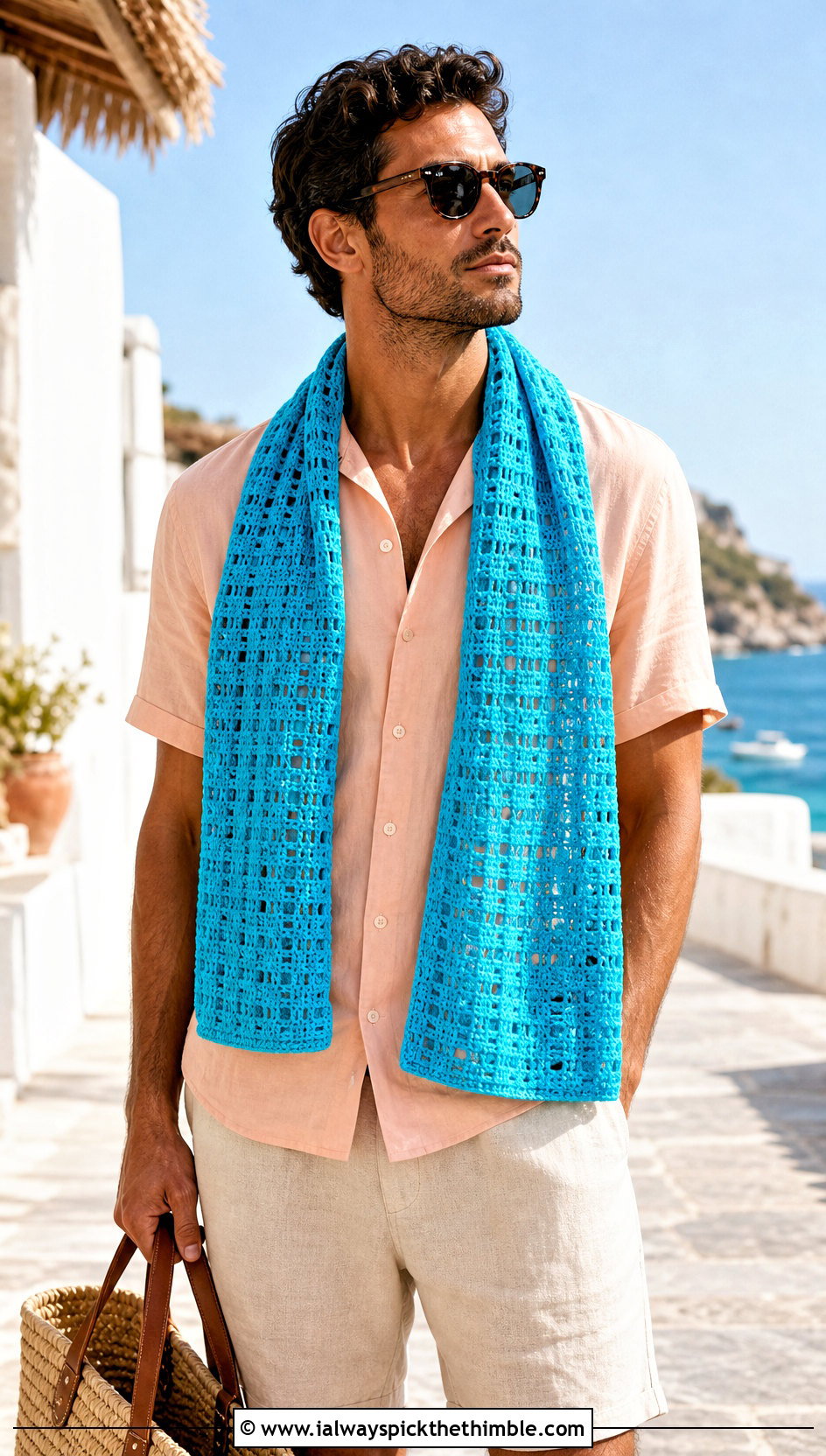 Filet Crochet Scarf With Resort Outfit - 25 men's crochet scarf outfit ideas