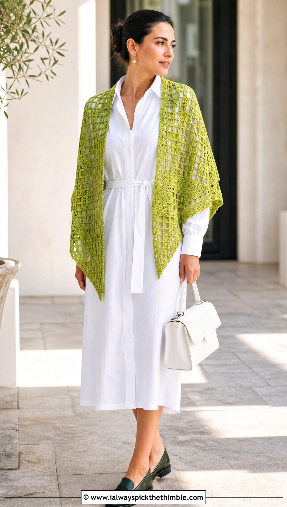 Filet Crochet Shawl With Shirt Dress - 20 Crochet For Shawls And Wraps outfit ideas