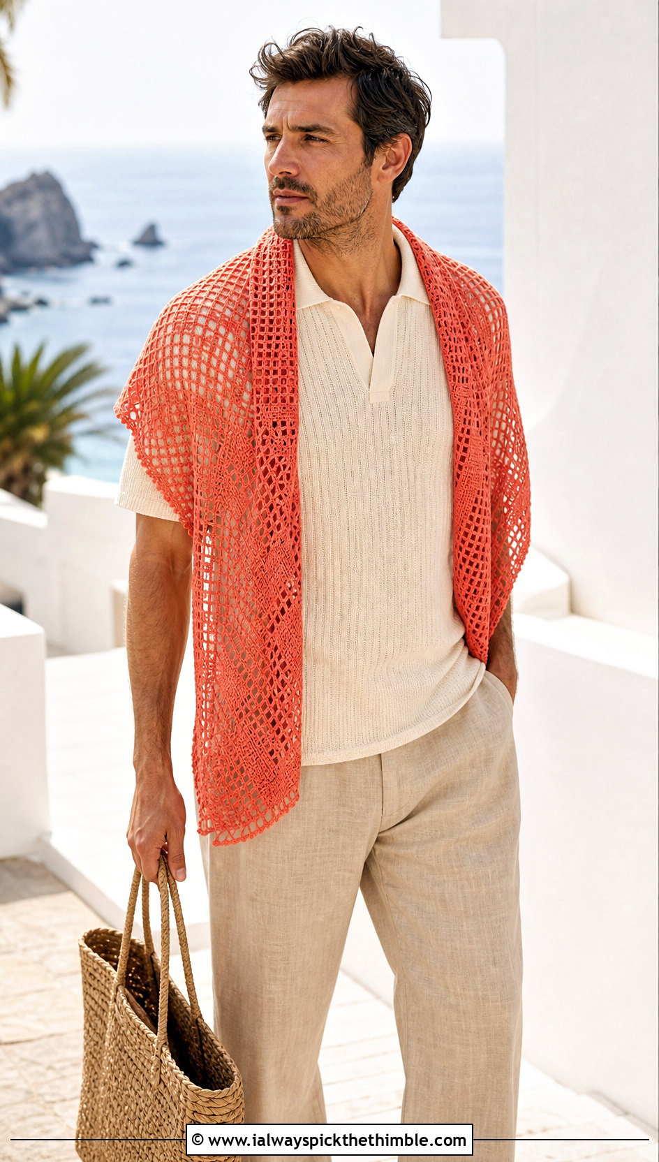 Filet Crochet Shawl With Vacation Outfit - 20 crochet shawl for men outfit ideas