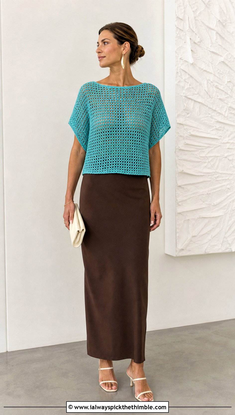 Filet Crochet Vera Top With Column Skirt - 25 crochet vera top outfit ideas