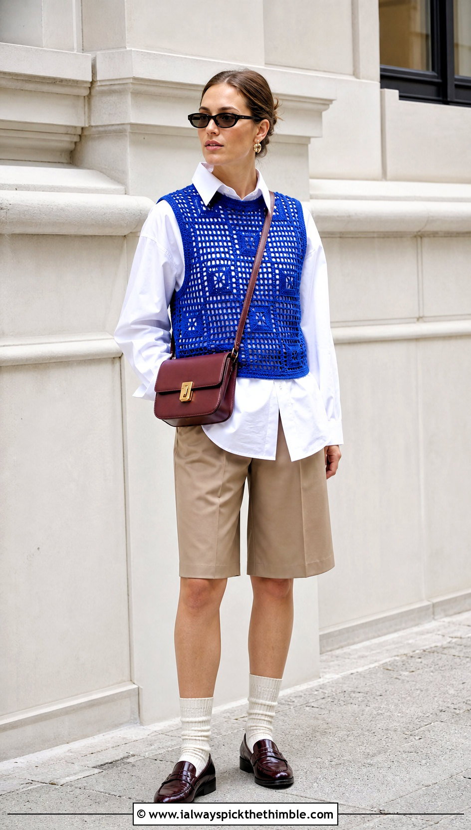 Filet Crochet Vest Top With Poplin Shirt - 25 filet crochet top outfit ideas