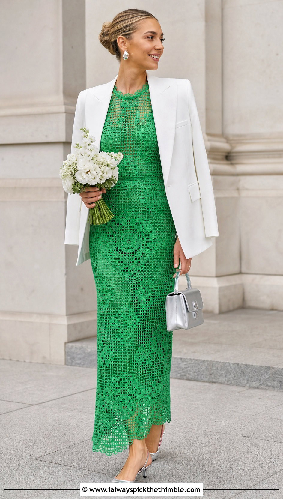 Filet Crochet Wedding Dress With Tailored Blazer - 25 crochet wedding dresses outfit ideas
