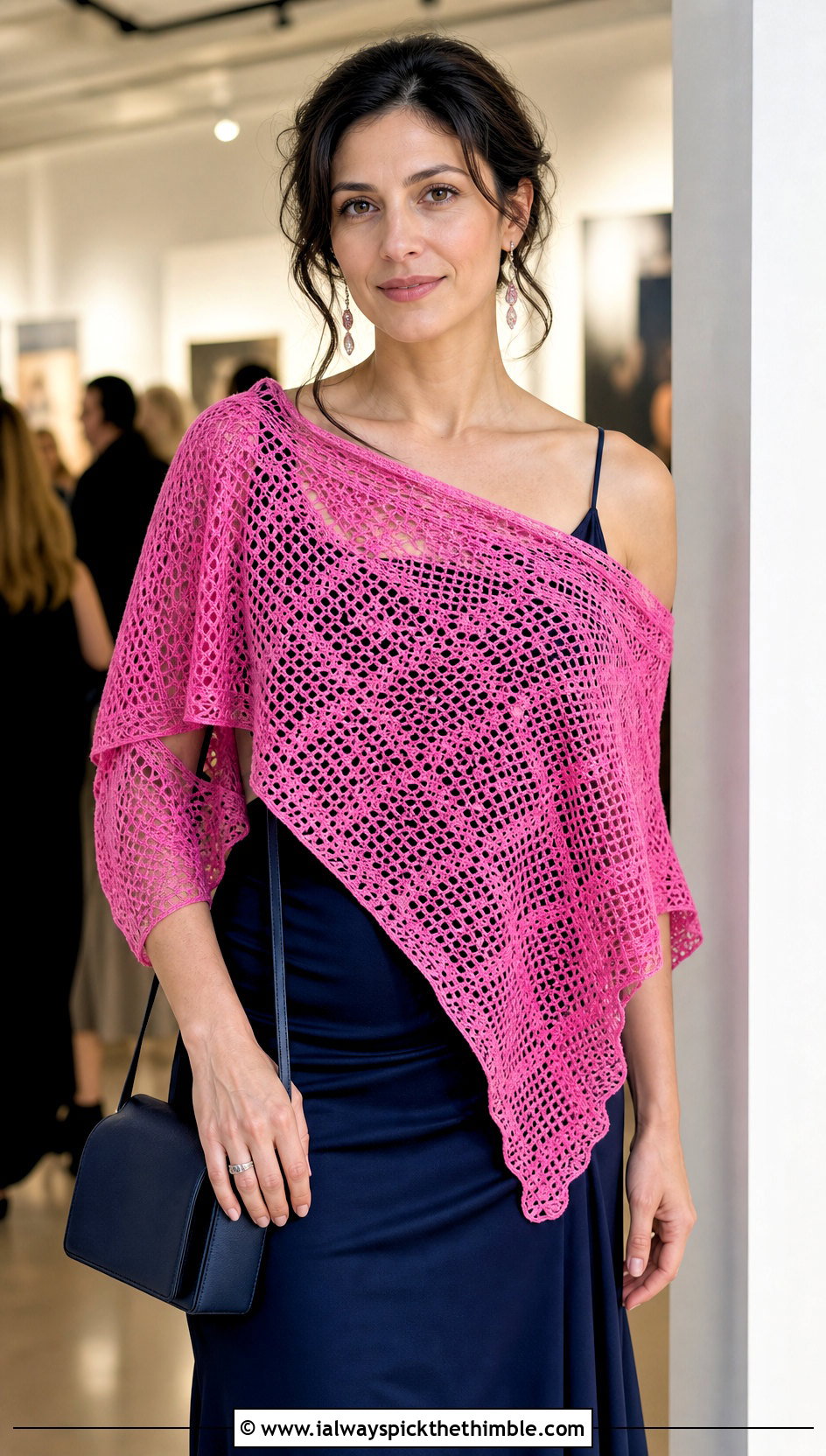 Filet Lace Triangle Shawl With Slip Dress And Boots - 20 Crochet Lacy Triangle Shawl outfit ideas