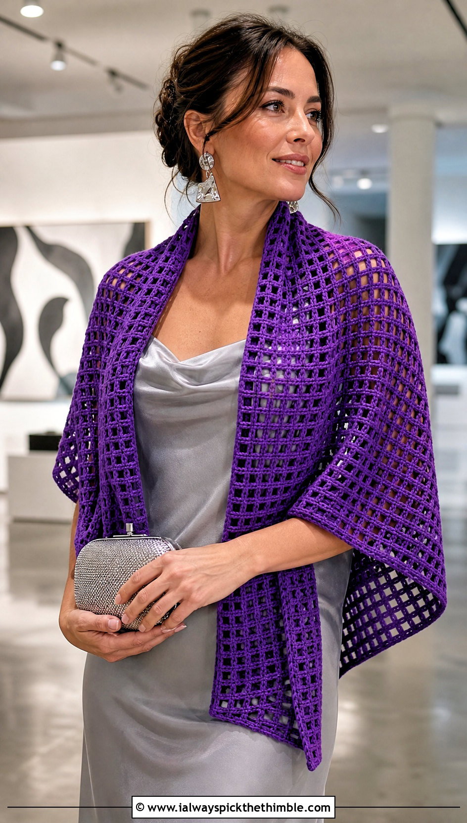 Filet Mesh Crochet Scarf With Satin Slip Dress - 20 Mesh Crochet Scarf outfit ideas