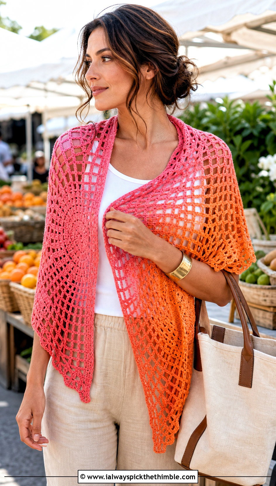 Filet Mesh Mandala Yarn Crochet Shawl With Linen Separates - 20 Mandala Yarn Crochet Shawl outfit ideas
