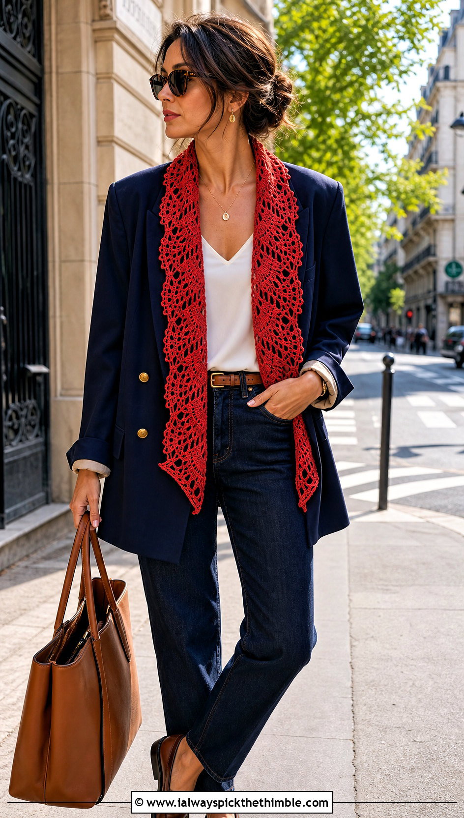 Fine Lace Pineapple Crochet Shawl With Blazer And Jeans - 20 pineapple crochet shawl outfit ideas