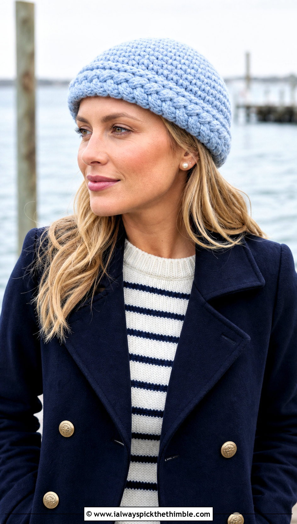 Fisherman Braided Crochet Beanie With Peacoat - 15 Braided Crochet Beanie outfit ideas