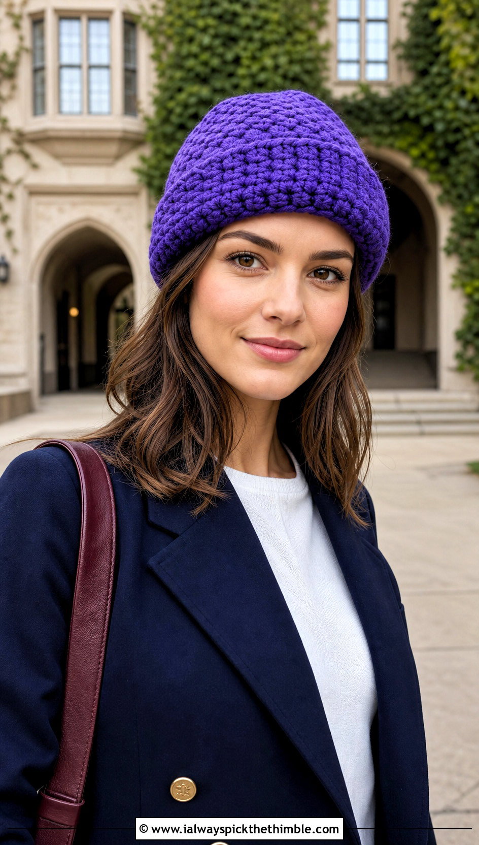 Fisherman Chunky Crochet Beanie With Blazer And Loafers - 20 chunky yarn crochet hat outfit ideas