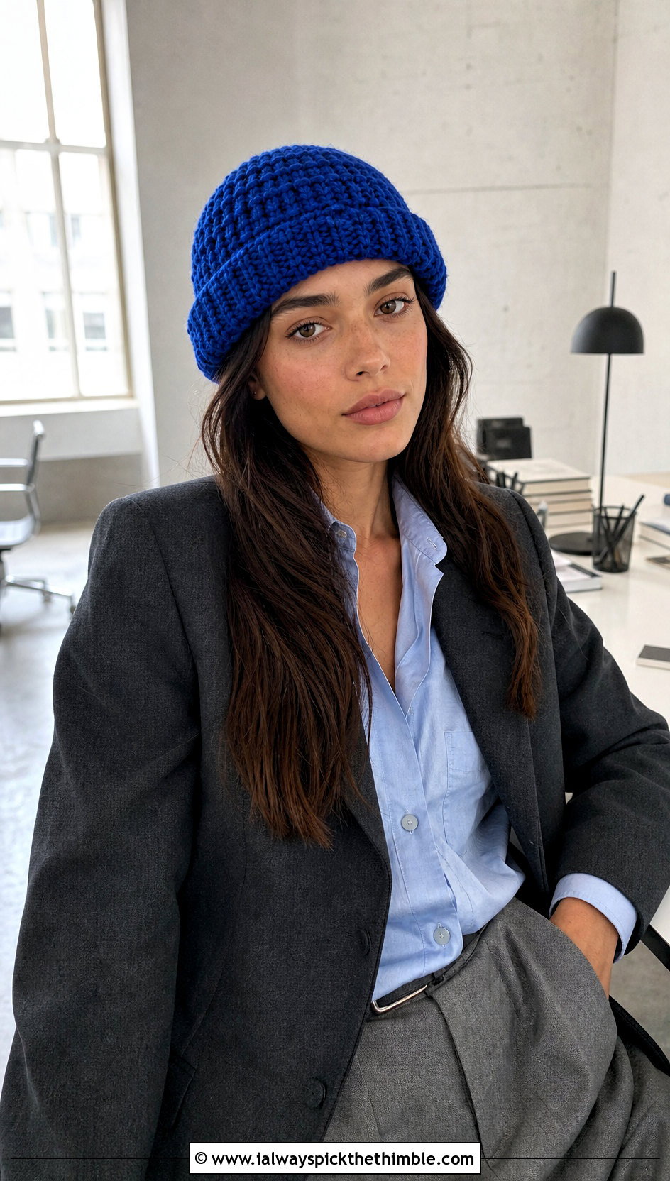 Fisherman Crochet Beanie With Blazer And Trousers - 15 Crochet Beanie Bucket Hat outfit ideas