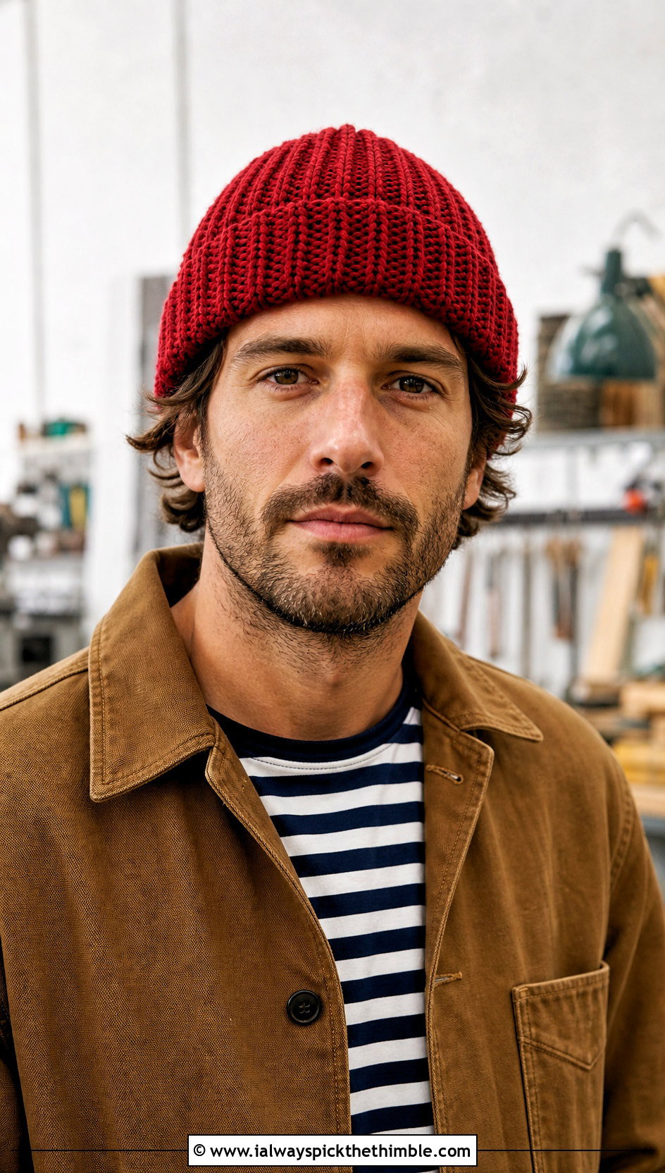 Fisherman Crochet Beanie With Chore Jacket - 20 crocheted mens hats outfit ideas