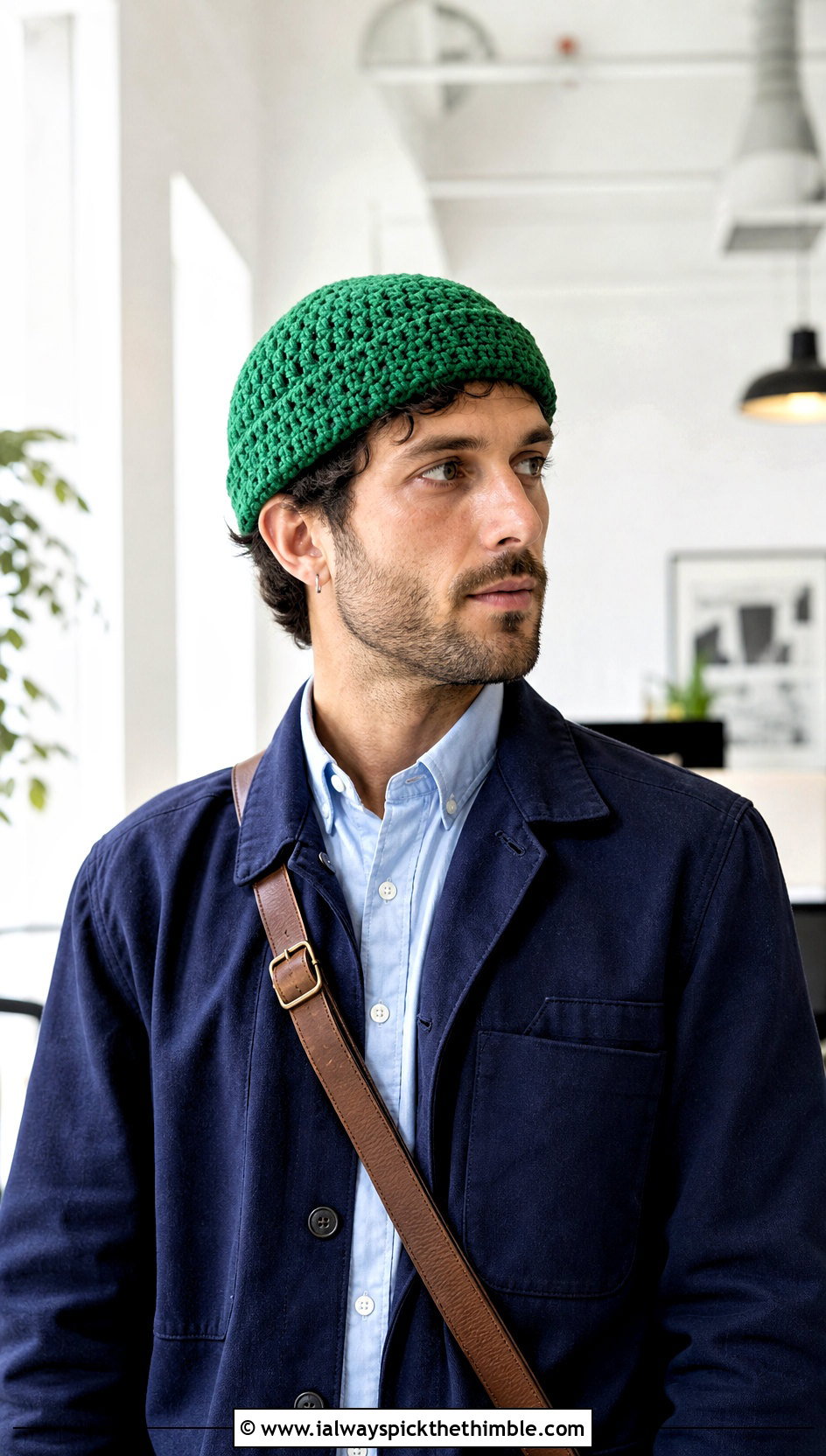 Fisherman Crochet Beanie With Chore Jacket - 25 mens crochet hat outfit ideas