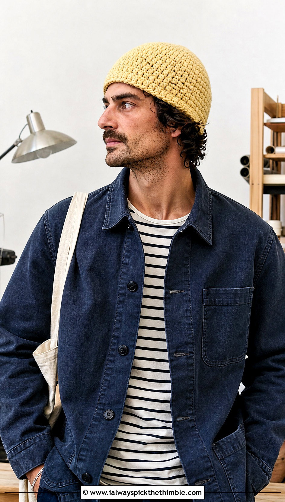 Fisherman Crochet Beanie With Chore Jacket And Work Pants - 25 crochet hat for men outfit ideas