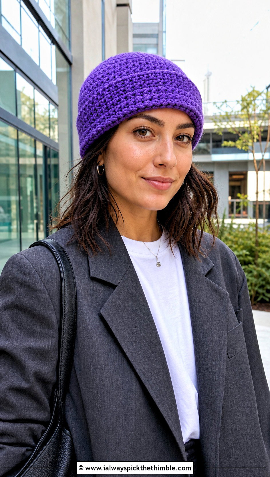 Fisherman Crochet Beanie With Oversized Blazer - 25 crochet beanie outfit ideas
