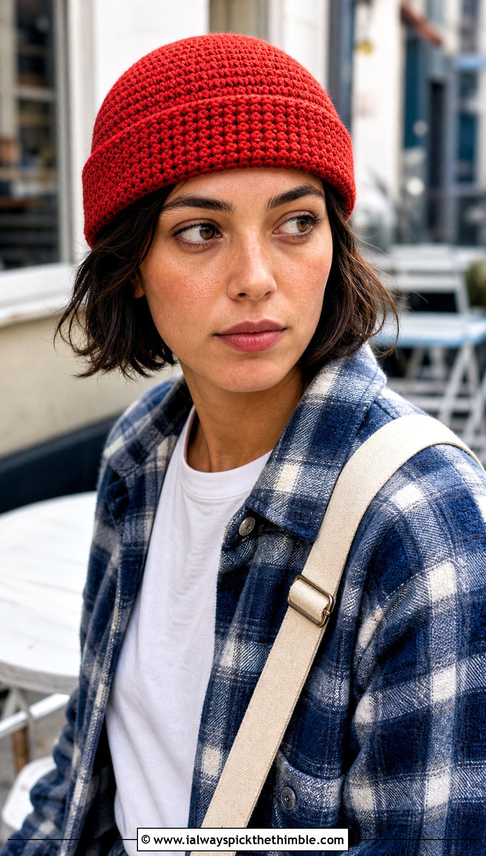 Fisherman Crochet Beanie With Shacket - 25 crochet hats outfit ideas