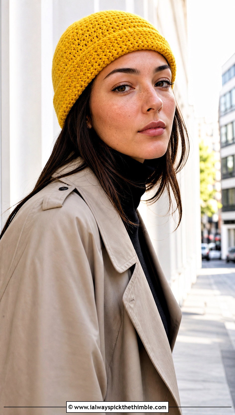 Fisherman Crochet Beanie With Trench Coat - 20 Women Crochet Beanie outfit ideas