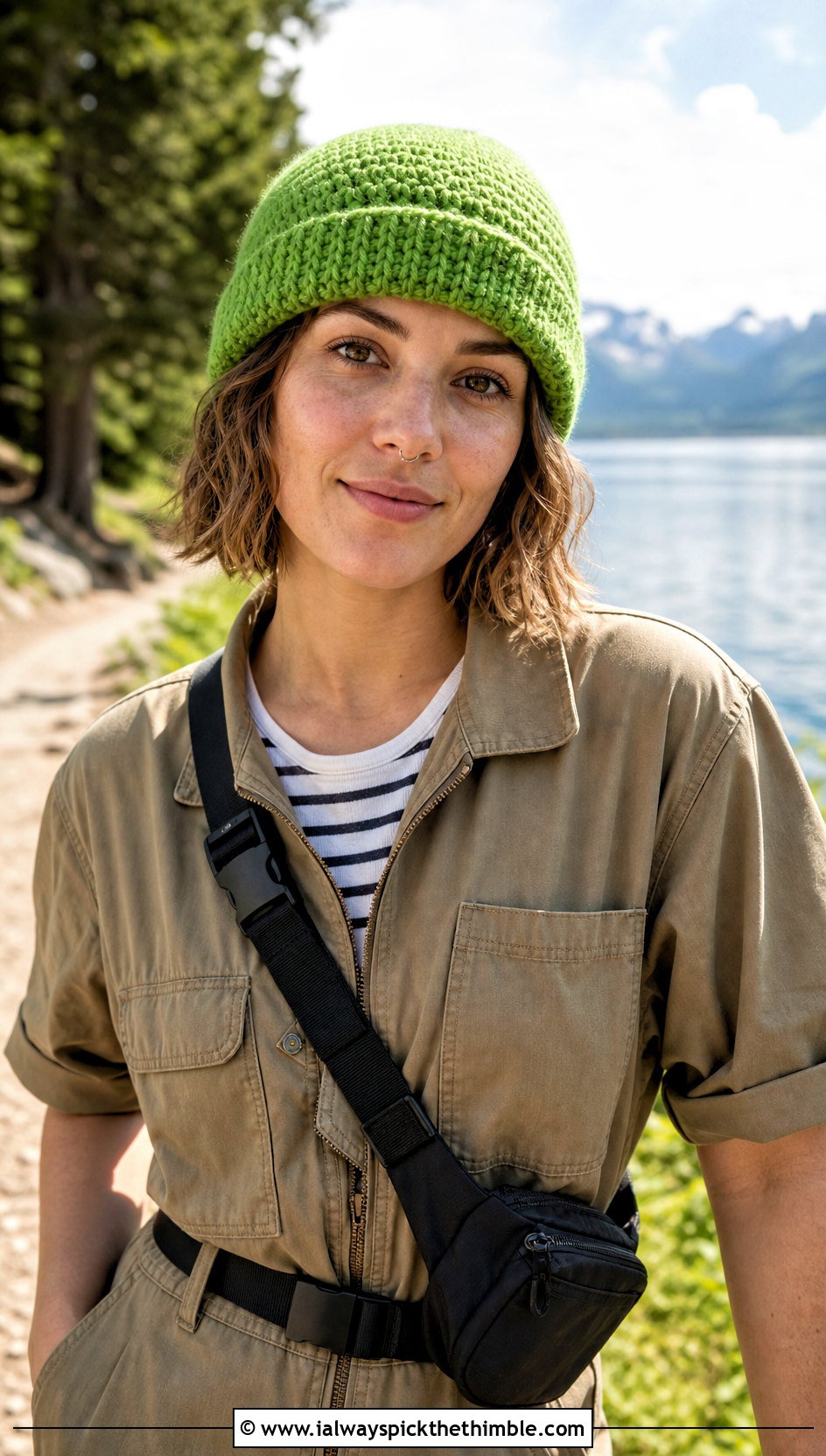 Fisherman Crochet Beanie With Utility Jumpsuit - 20 lakeside crochet beanie outfit ideas
