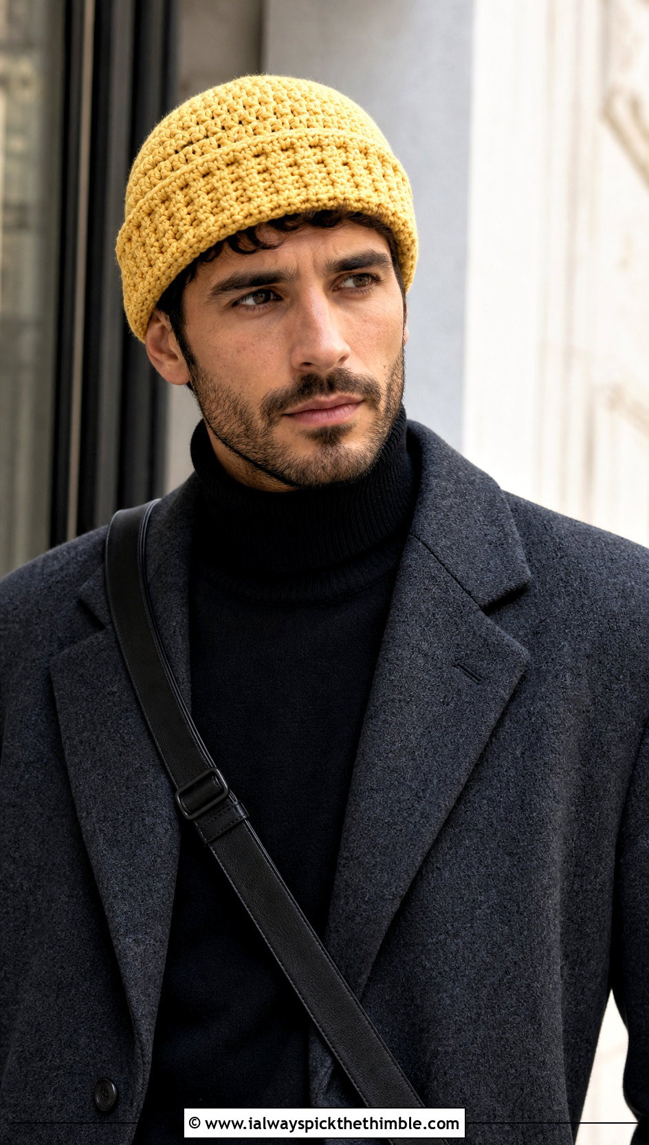 Fisherman Crochet Beanie With Wool Coat - 20 Easy Mens Crochet Beanie outfit ideas