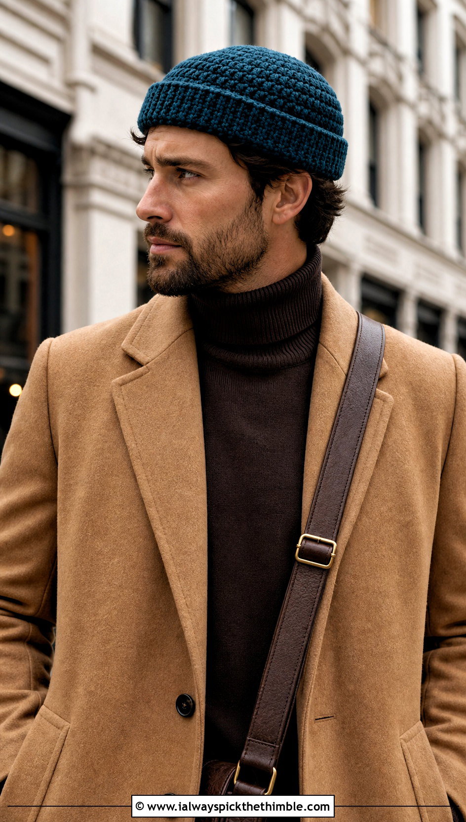 Fisherman Crochet Beanie With Wool Overcoat - 20 crochet man beanie outfit ideas