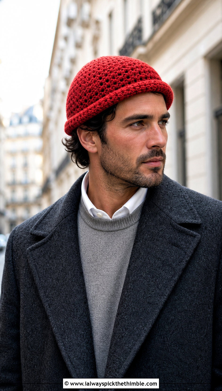 Fisherman Crochet Beanie With Wool Overcoat - 25 crochet beanie for men outfit ideas