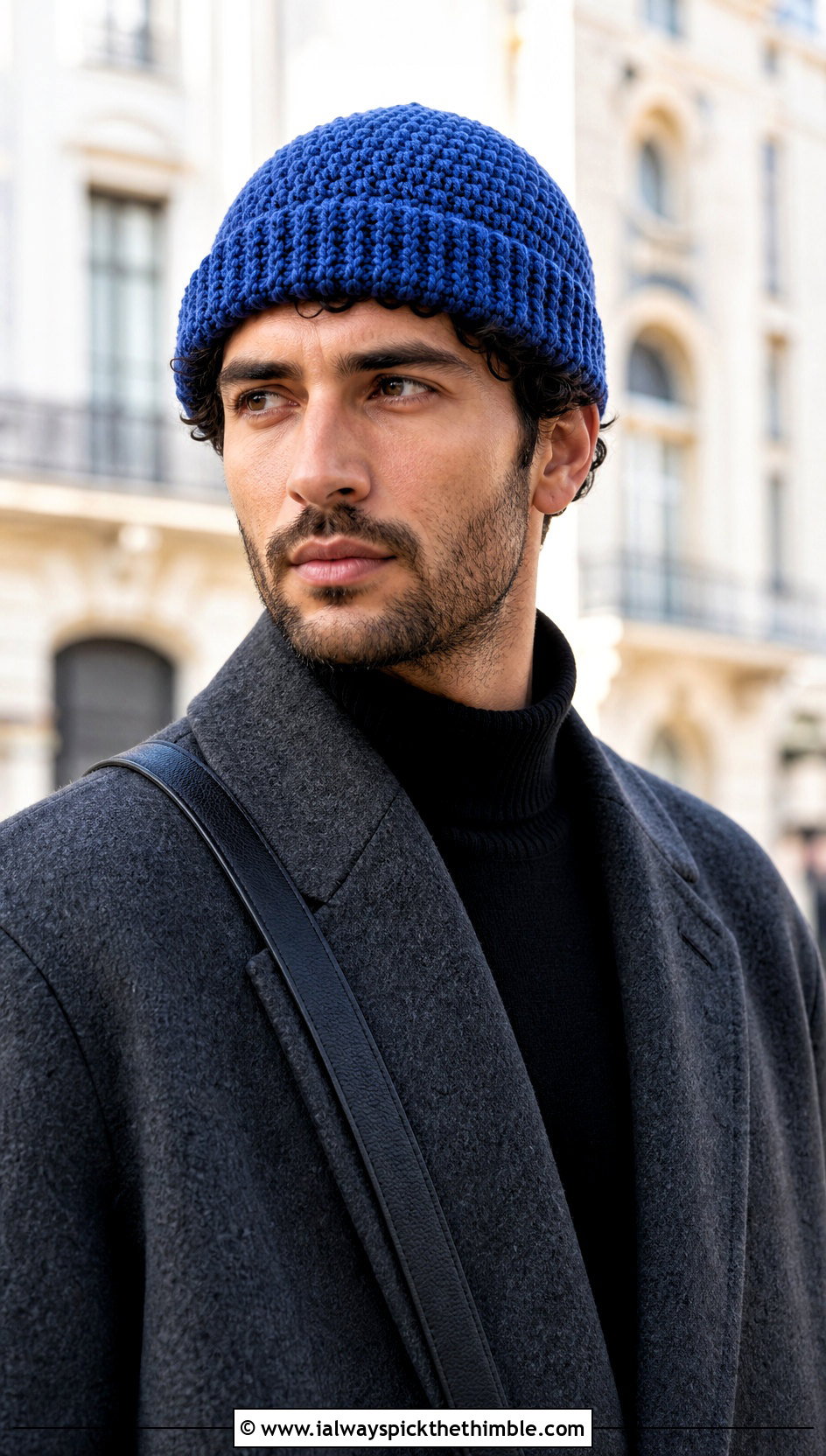Fisherman Crochet Beanie With Wool Overcoat - 25 crochet hats for men outfit ideas