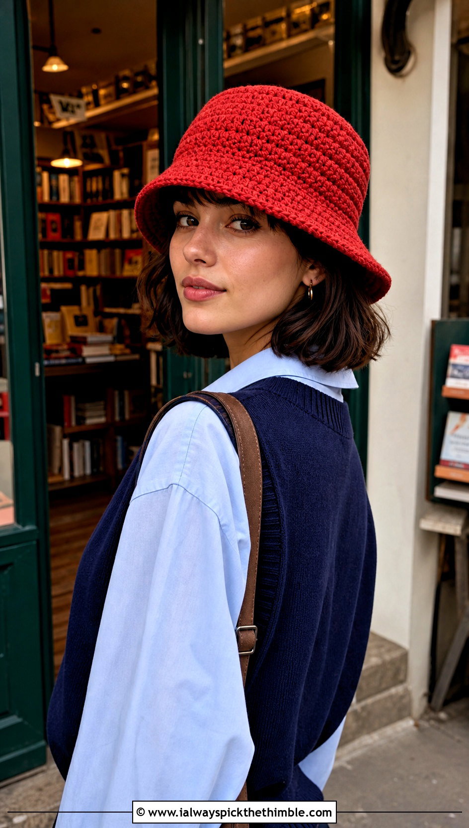 Fisherman Crochet Bucket Hat With Sweater Vest - 25 crochet brim hat outfit ideas