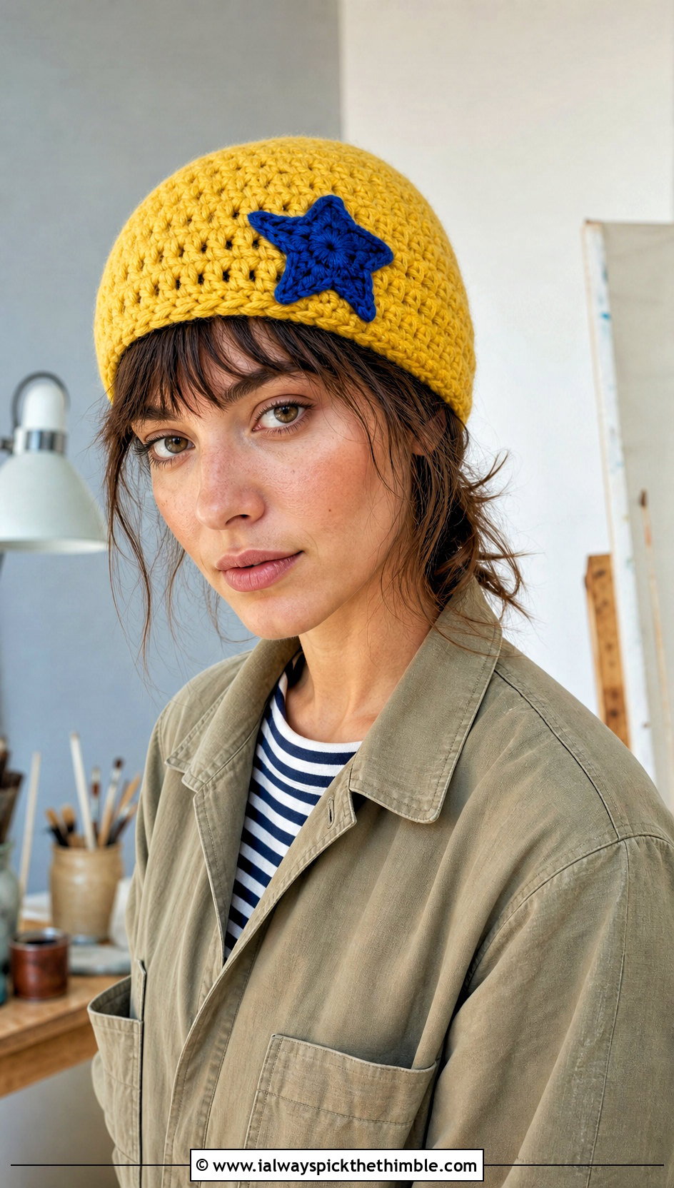 Fisherman Crochet Star Beanie With Utility Jumpsuit - 25 crochet star beanie outfit ideas