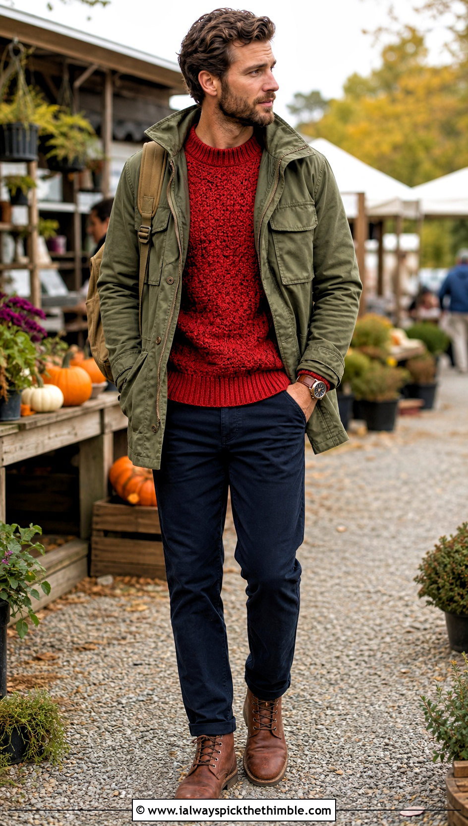 Fisherman Crochet Sweater With Utility Jacket - 25 crochet mens sweater outfit ideas