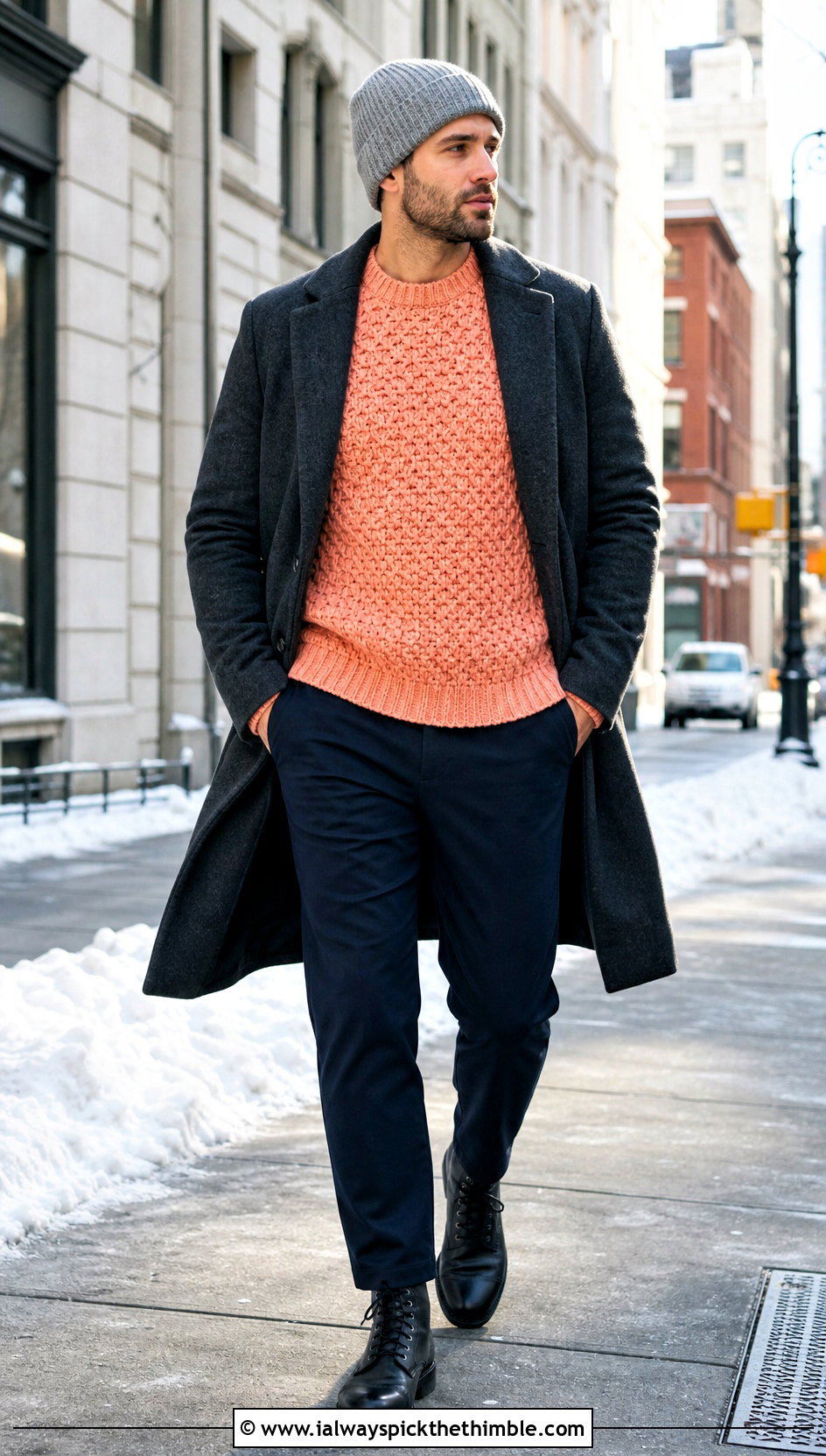 Fisherman Crochet Sweater With Wool Overcoat - 25 crochet sweater for men outfit ideas