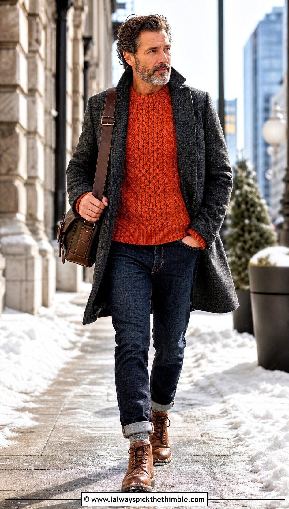 Fisherman Crochet Sweater With an Overcoat - 20 men's crochet sweater outfit ideas