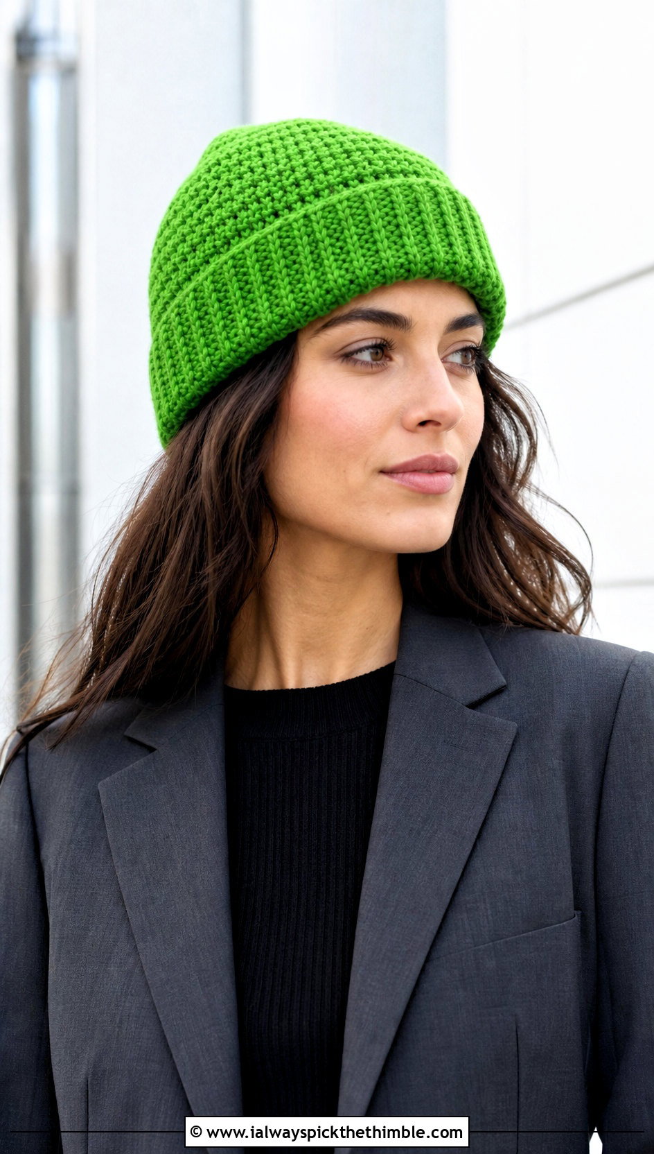 Fisherman Cuff Crochet Stocking Hat With Trouser Suit - 20 easy crochet stocking hat outfit ideas