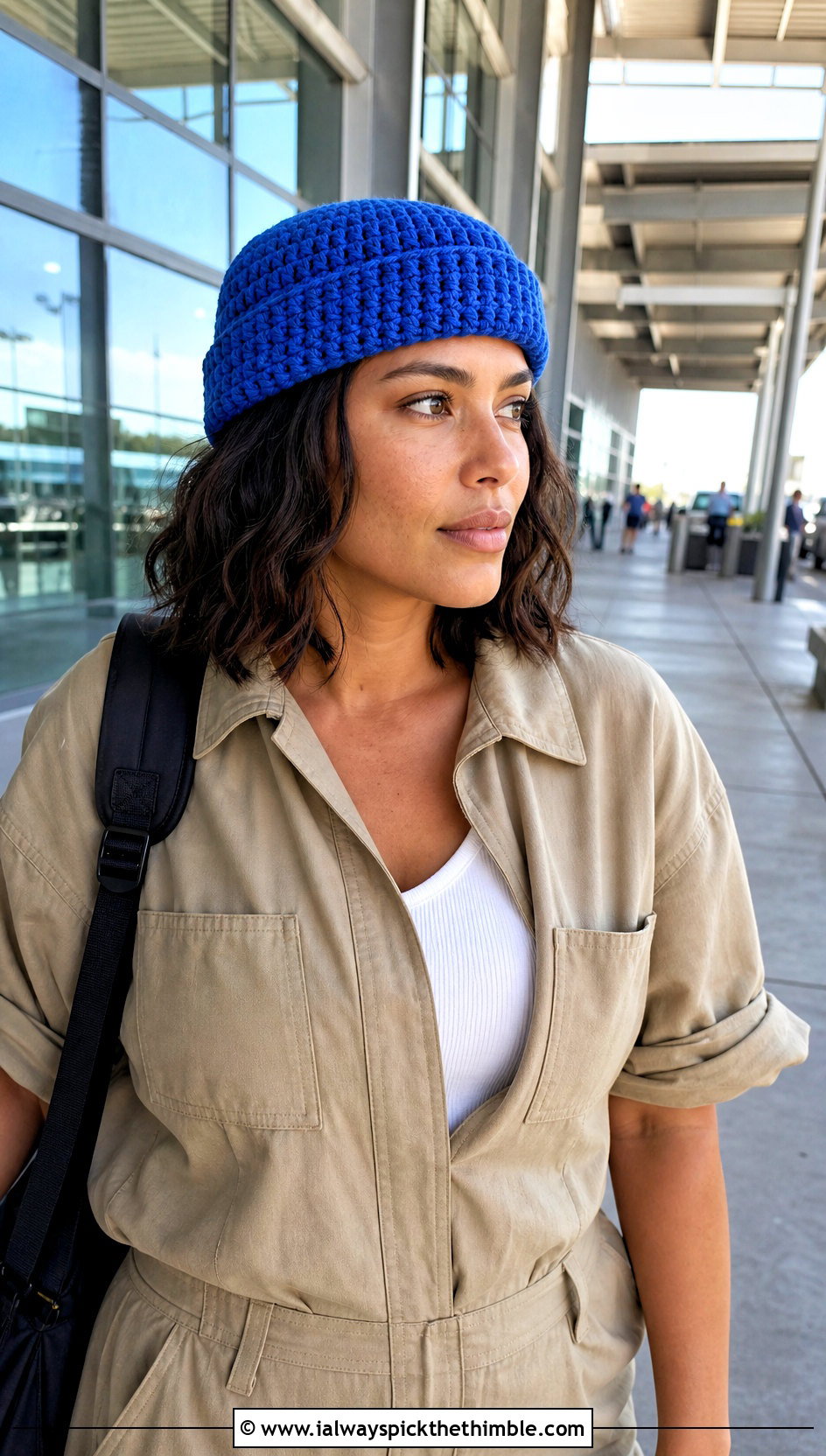 Fisherman Double Crochet Beanie With Utility Jumpsuit And Sneakers - 20 double crochet hat outfit ideas