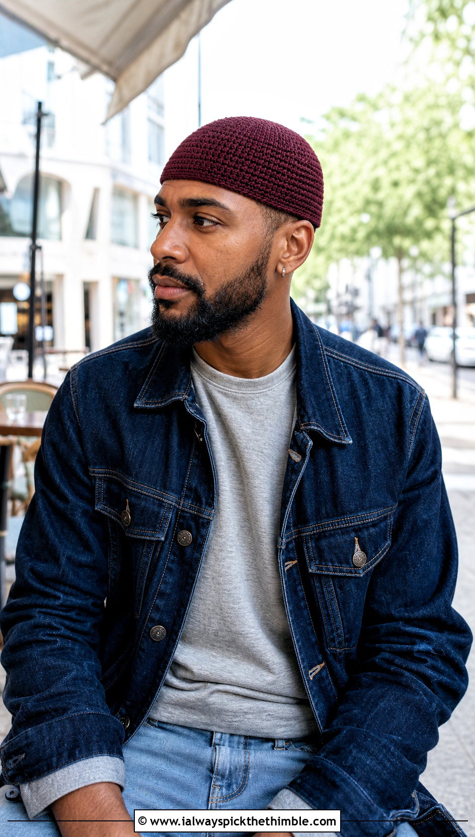 Fisherman Fit Crochet Skull Cap With Double Denim - 20 Crochet Skull Cap For Men outfit ideas