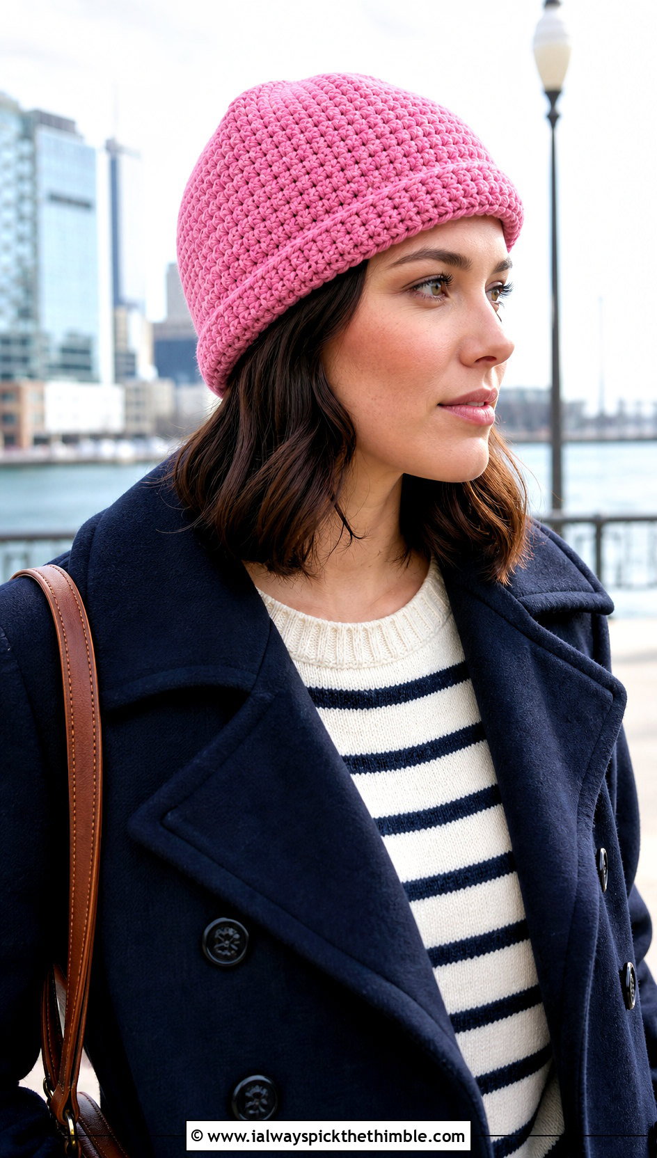 Fisherman HDC Crochet Beanie With Peacoat And Loafers - 20 hdc crochet beanie outfit ideas